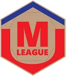 A red and blue sign with the letter m in it.